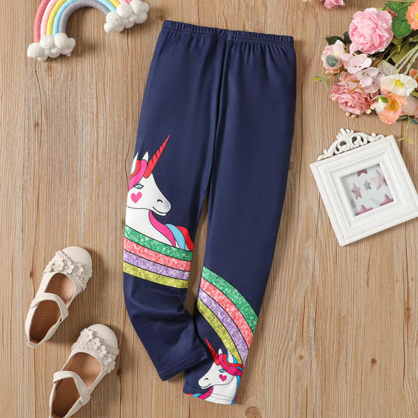 Pat Pat Girl Unicorn Print Elastic Leggings, 9-10T +
