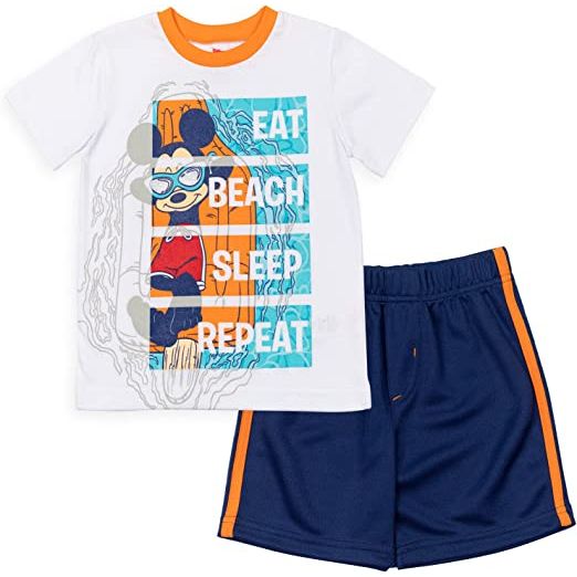 Disney Mickey Mouse Donald Duck Baby Athletic Graphic T-Shirt & Mesh Shorts Outfit Set, 4T +