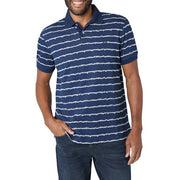 Chaps Men’s Classic Fit Short Sleeve Cotton Everyday Floral Stripe Pique Polo Shirt, L +