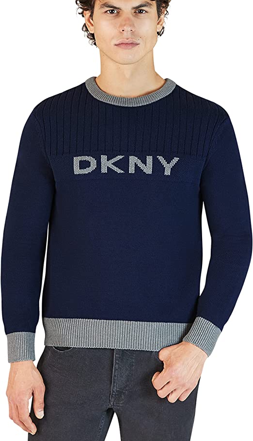 DKNY Men's Sweater Classic Rib Knit Crewneck Pullover Sweater, L */