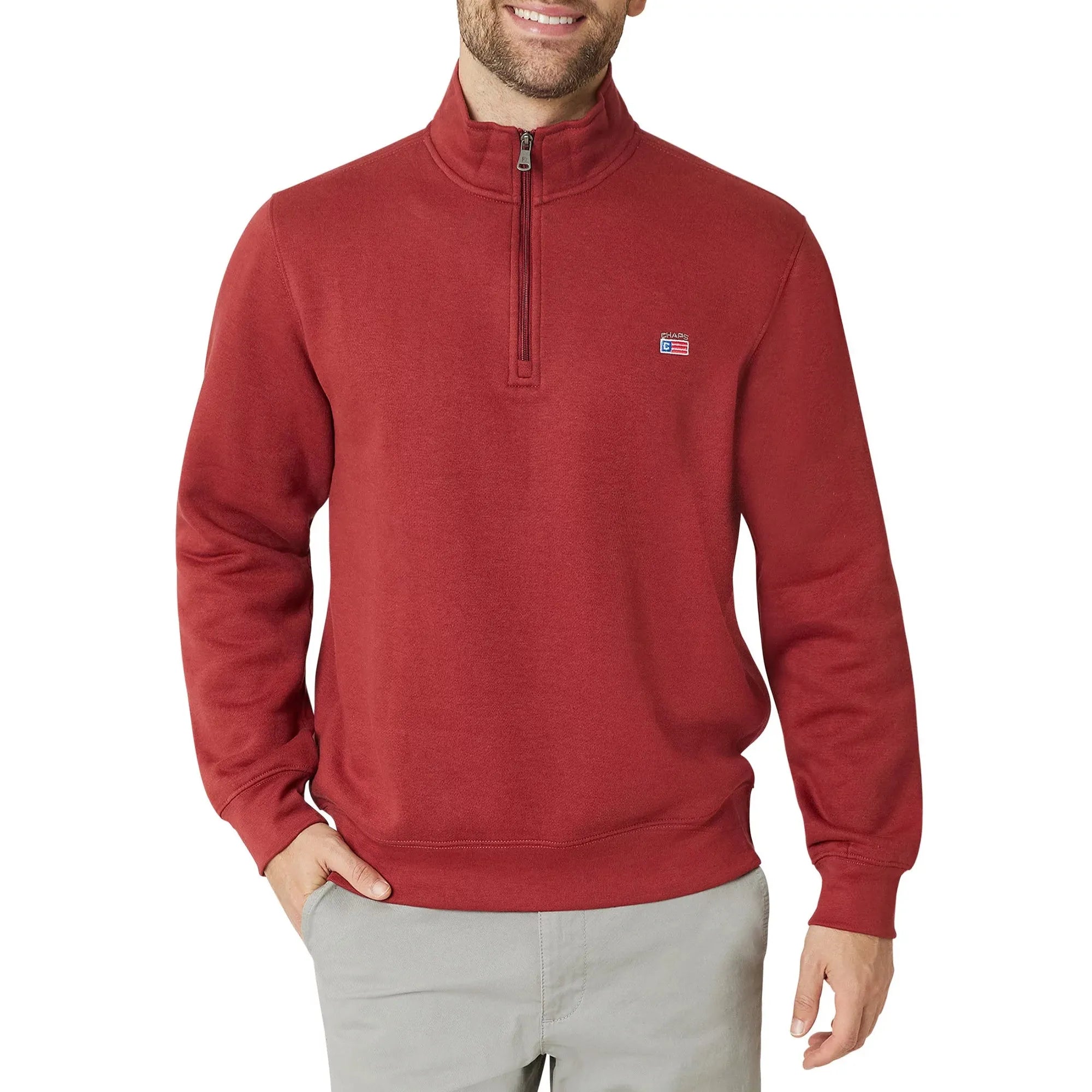 Chaps Men's Everyday Fleece Quarter Zip Mockneck Sweatshirt, L +