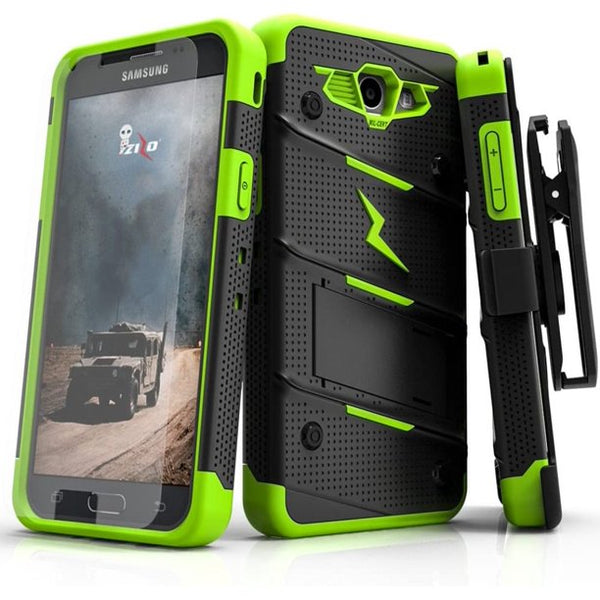 Z1ZQ Samsung Galaxy J3 Emerge Case Military Grade Drop Tested with Tempered Glass Screen Protector Holster*