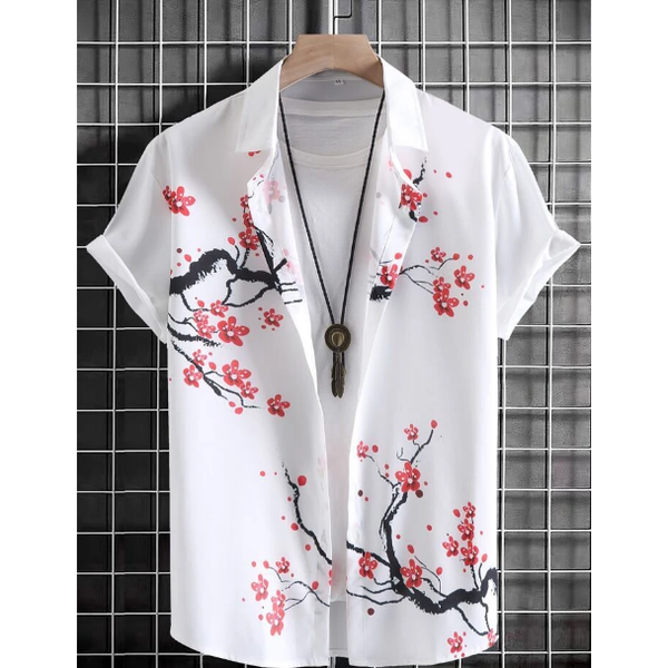 Shein Men Floral Print Shirt Without Tee +