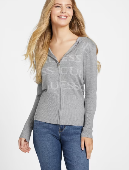 Guess Kitchell Logo Zip-Up Sweater, M */