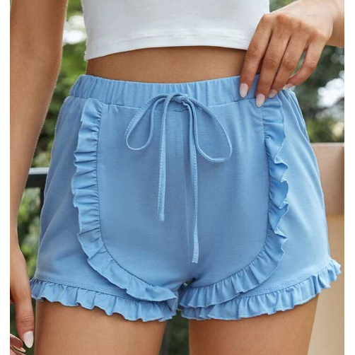 Shein Ruffle Trim Lounge Shorts, M +