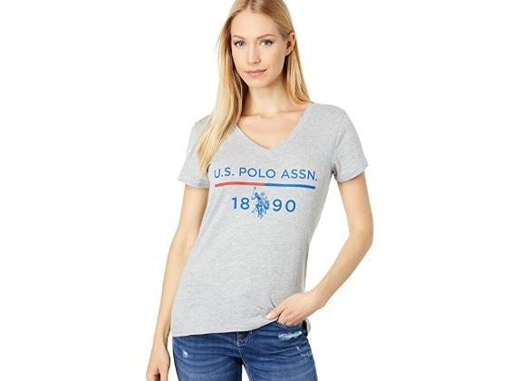 U.S. Polo USPA 1890 Logo V-Neck T-Shirt For Women, M +