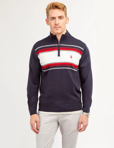 U.S. Polo Soft Chest Stripe 1/4 Zip Sweater, M*#