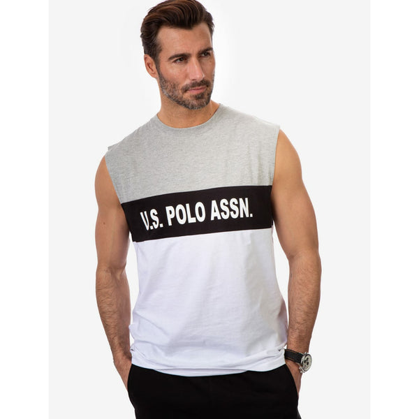 U.S. Polo Colorblock Wordmark Muscle Tank for Men, M+