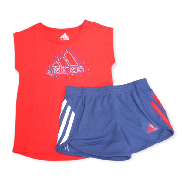 Adidas 2 Piece Graphic Tee & Short Set, 4T*/