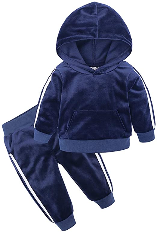 Amazon Velvet Hooded Tracksuit Sweatshirt Top, Sweatpants Hoodie Outfit Set, 9-12M - Hatolna Shop