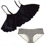 Ekouaer Women's Sexy Strap Bikini Set Strapless Ruffles Swimsuit Bathing Suit, M +