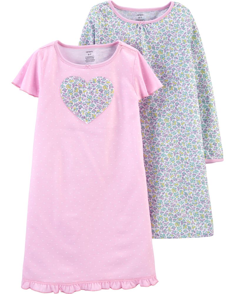 Carter's 2-Pack Floral Heart Nightgowns, 4-5T - Hatolna Shop