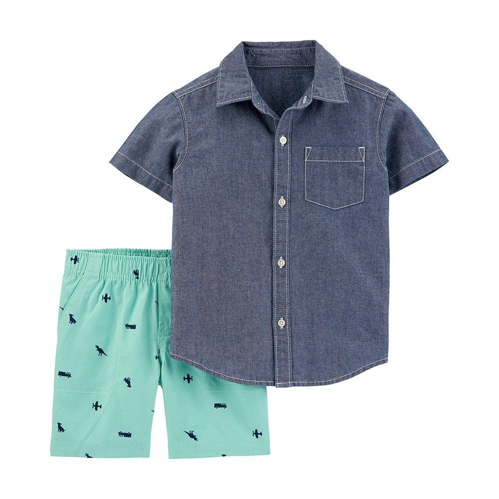 Carter's 2-Piece Chambray Button-Front Shirt & Canvas Shorts - Baby, 6M+