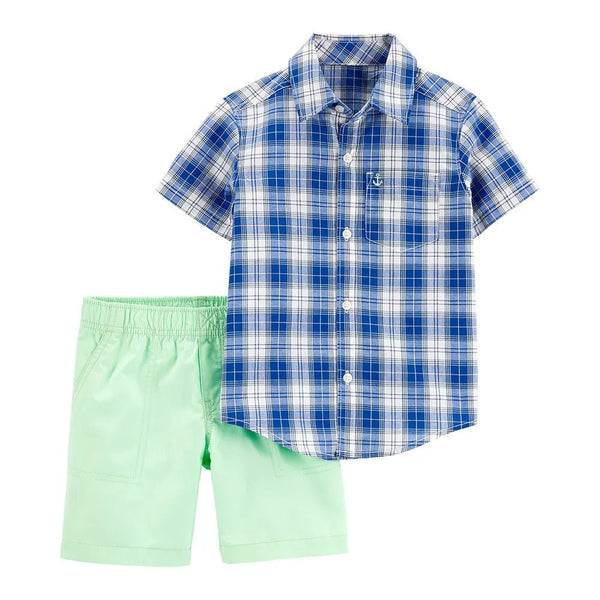 Carter's 2-Piece Plaid Button-Front Shirt & Poplin Short Set - Baby, 6M*