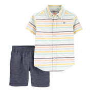 Carter's 2-Piece Striped Button-Front & Chambray Short Set - Baby, 6M+