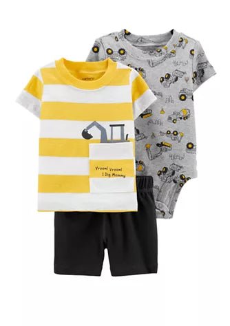 Carter's 3-Piece Digger Little Short Set - Baby Boy, 6M - Hatolna Shop