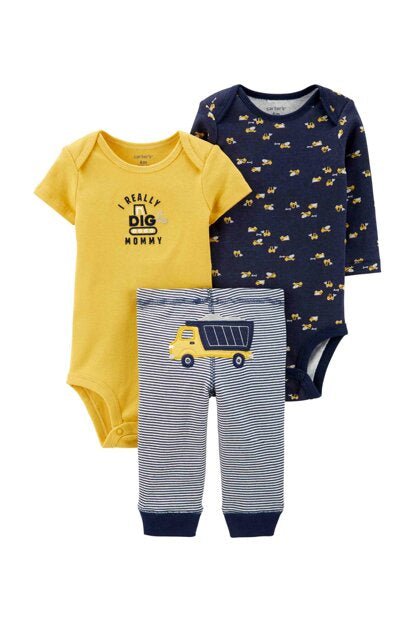 Carter's 3-Piece Digger Little Short Set - Baby Boy, 9M - Hatolna Shop