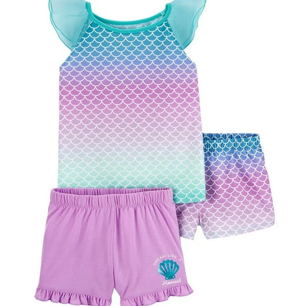 Carter's 3-Piece Mermaid Poly PJs for Kids, 14T - Hatolna Shop