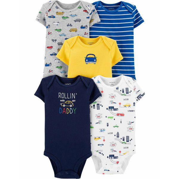 Carter's 5 Pack Bodysuits for Baby Boys, 3M - Hatolna Shop