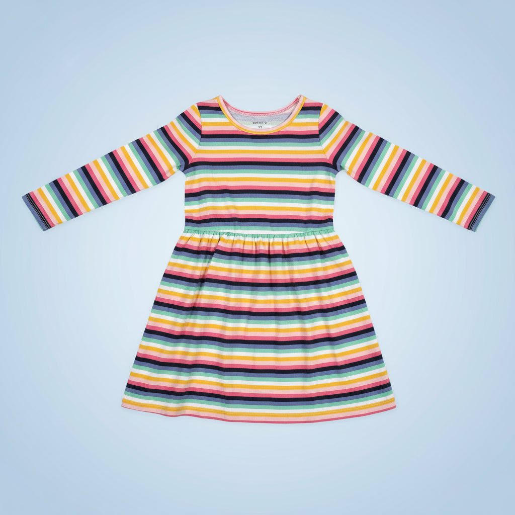Carter's Colored Striped Dress For Kids, 3T - Hatolna Shop