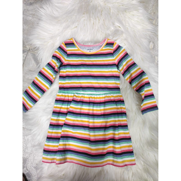 Carter's Colored Striped Dress For Kids, 3T - Hatolna Shop