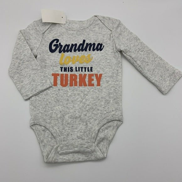 Carter's "Grandma Loves This Little Turkey" Thanksgiving Bodysuit, NB - Hatolna Shop
