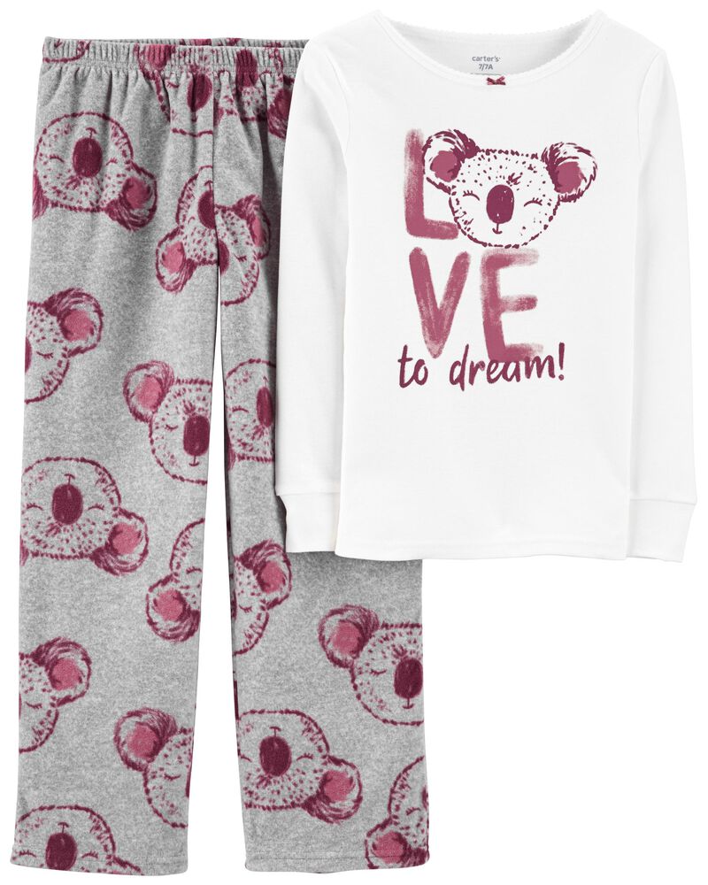 Carter's Koala Love Top & Fleece Bottoms Pajama For Kids, 7T - Hatolna Shop