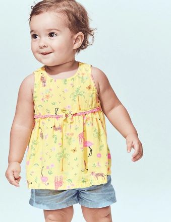 Carter's Lemon Yellow Animal Printed Frock, 6M - Hatolna Shop