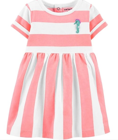 Carter's Striped Seahorse Jersey Dress - Baby Girl, 6M - Hatolna Shop