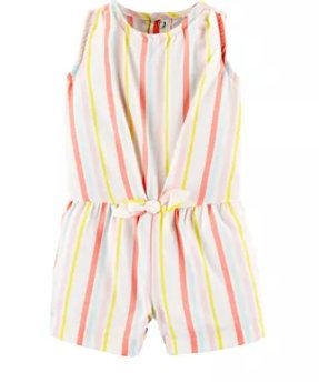 Carter's Striped Twill Romper For Baby, 3M - Hatolna Shop