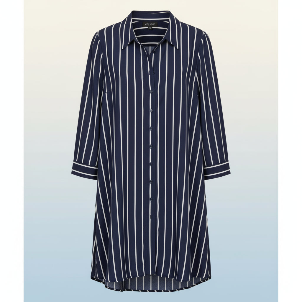 BOOHOO Blue Navy Stripe Tunic, Size: 18 >