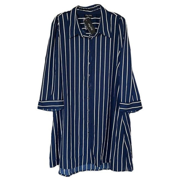 BOOHOO Blue Navy Stripe Tunic, Size: 18 +