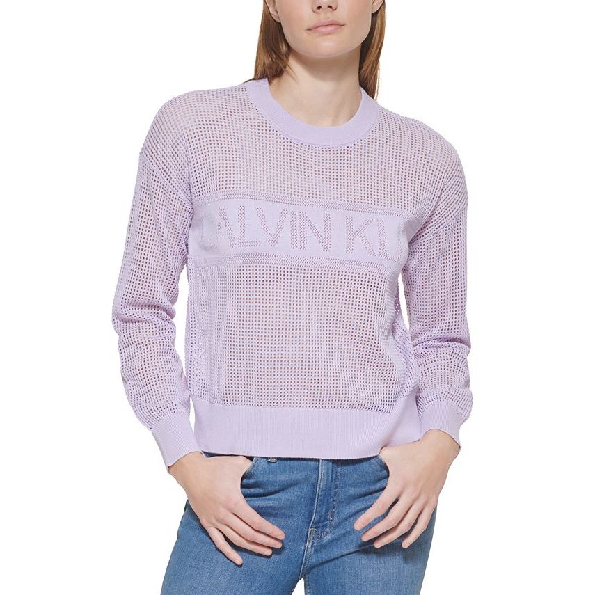 CK. Long Sleeve Logo Mesh Sweater For Women, L - Hatolna Shop