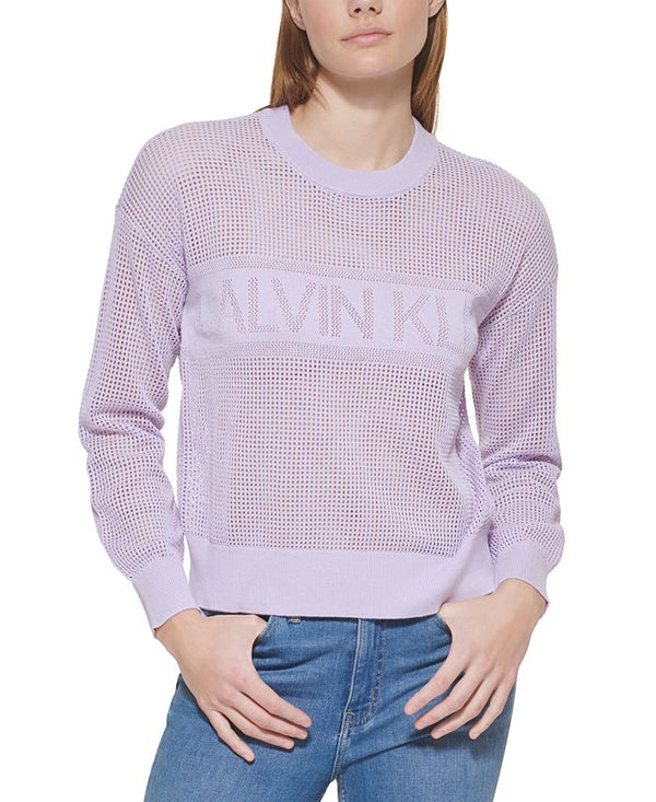 CK. Long Sleeve Logo Mesh Sweater For Women, L - Hatolna Shop