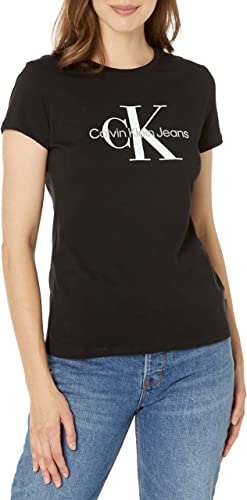 CK. Women's Foil Monogram Logo Short Sleeve Iconic Tee, S - Hatolna Shop