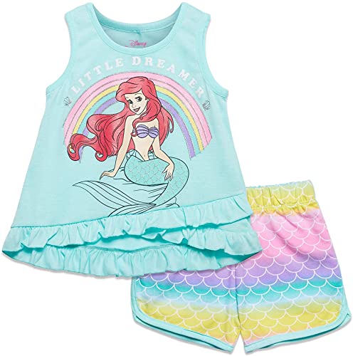 Disney Little Mermaid Girls Ariel Tank Top & French Terry Shorts Set, 5T - Hatolna Shop