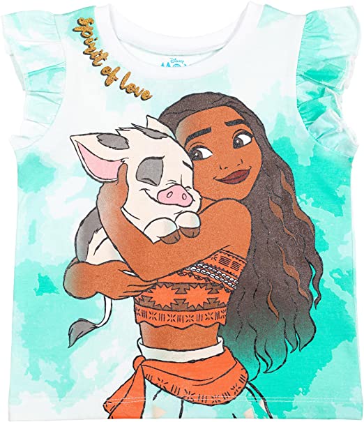 Disney Princess Girls T-Shirt French Terry Shorts Set: Moana, 5T - Hatolna Shop