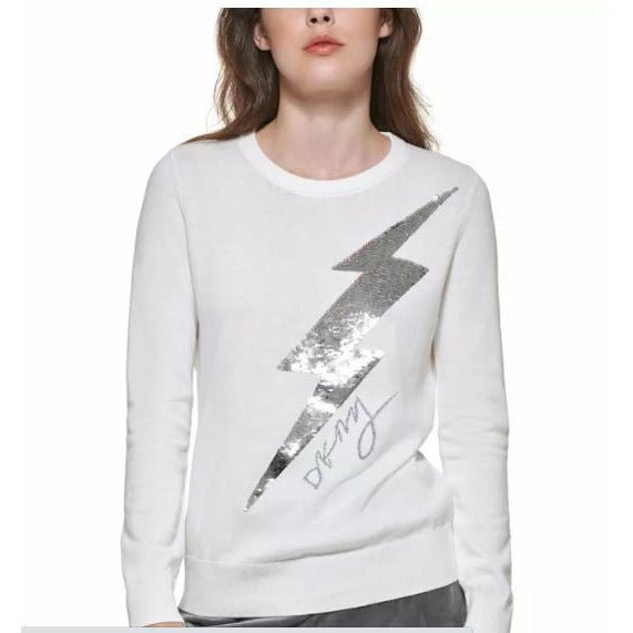 DKNY Embellished Lightning Bolt Sweater, L - Hatolna Shop