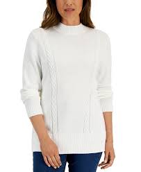 Karen Scott Women's Cotton Cable-Knit Sweater, L*