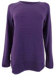 Karen Scott Women's Cotton Textured-Stripe Raglan-Sleeve Sweater, M*#