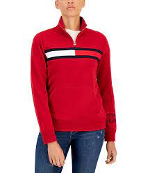 Tommy Women's Zip Neck Pullover Sweater, M */#