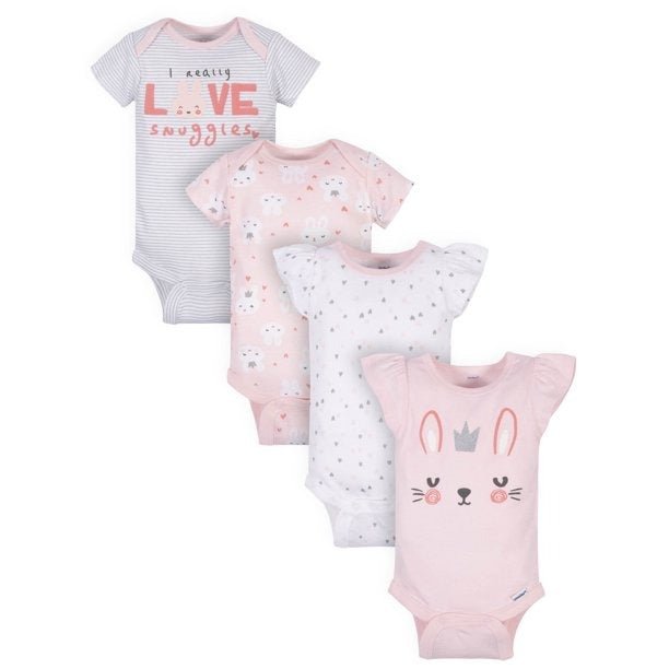 Gerber 4-Pack Bodysuits For Baby, 3-6M - Hatolna Shop