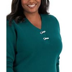 Karen Scott Women's Hardware Cotton Henley Top, M +