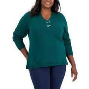 Karen Scott Women's Hardware Cotton Henley Top, M +