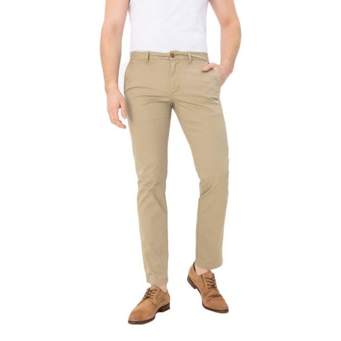 Izod Cedarwood Khaki Performance Stretch Chino Trousers for Men, 32*34 - Hatolna Shop
