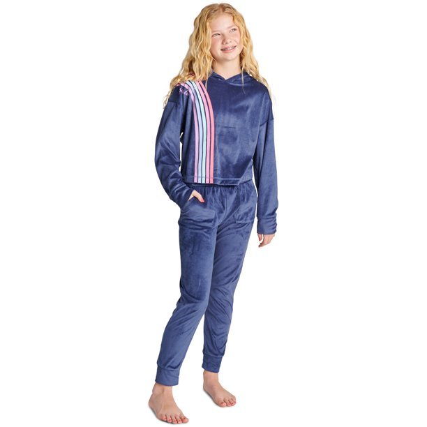 Justice Girls Long Sleeve Hooded Lounge Sweatshirt and Jogger 2-Piece Pajama, 12-14T - Hatolna Shop