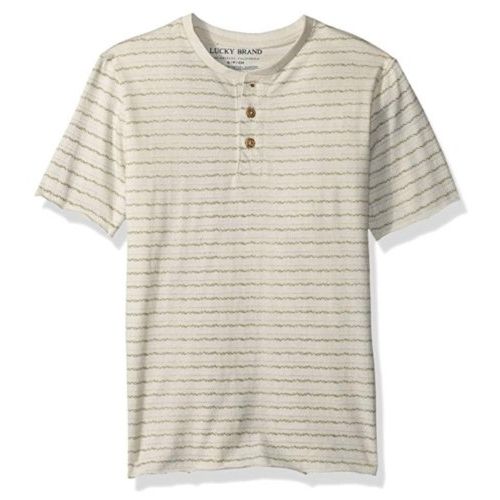 Lucky Short Sleeve Henley Shirt, Rainy Day Heather, L - Hatolna Shop