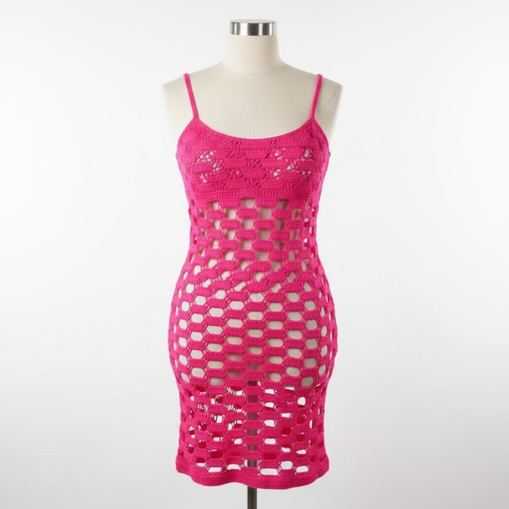 Avidlove Pink Mesh Dress with Bandeau Bra Attached +