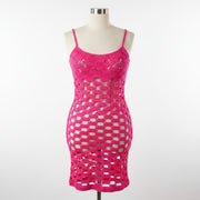 Avidlove Pink Mesh Dress with Bandeau Bra Attached +