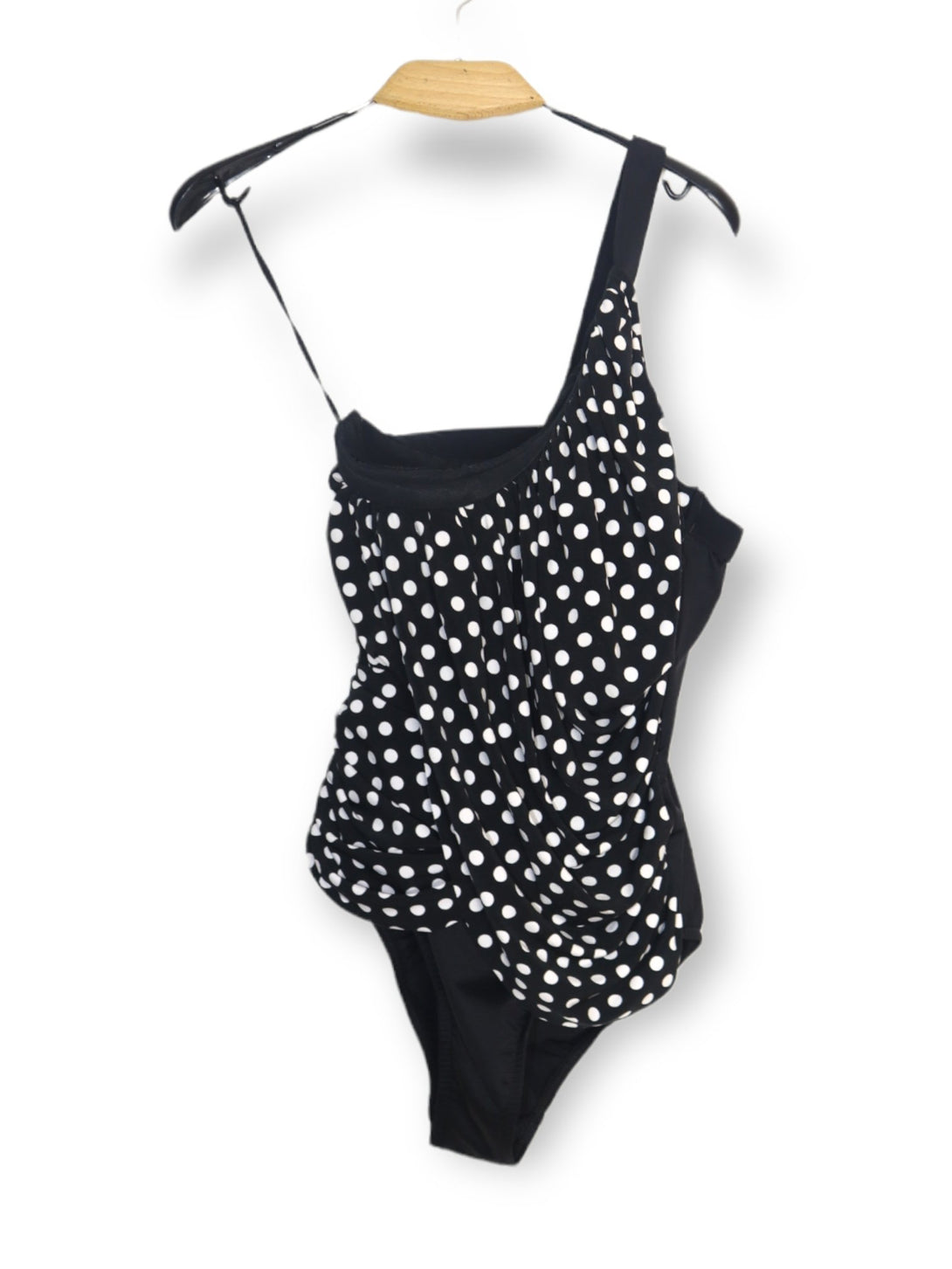 Magicsuit Spotify Diana One Shoulder One Piece Black White Polka Dot Drape - Hatolna Shop